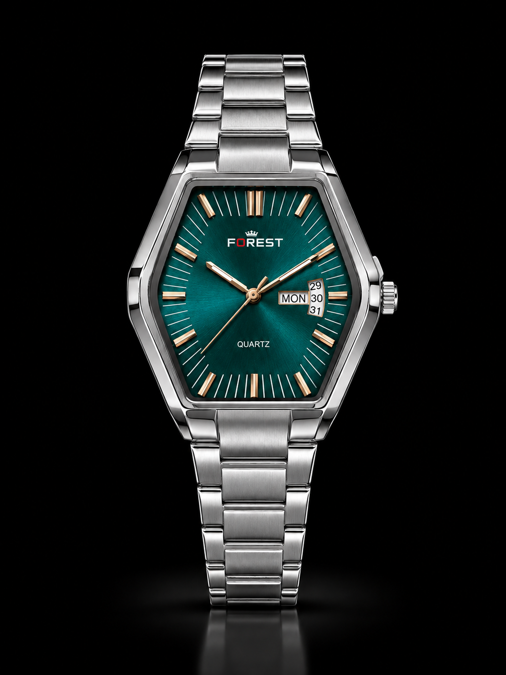 FOREST Multi Function Day-Date Stainless Steel Watch